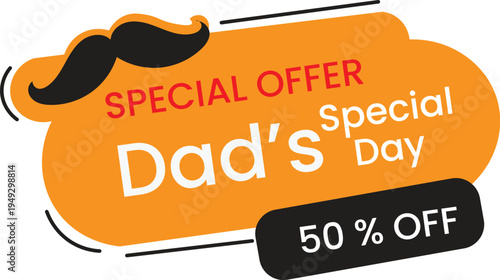 father's day, fathers day sale, father's day discount, sale banner, 50% off, special offer, promotion, deal, ribbon, badge, label, mustache, moustache, dad, father, retail, shopping, discount banner, 