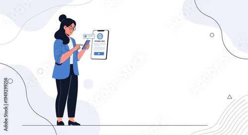 Woman Using Smartphone for Online Communication and Information Access