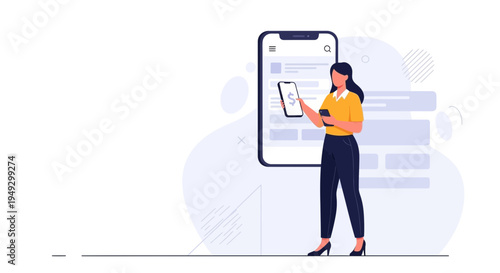 Woman Using Mobile App for Online Banking and Financial Transactions