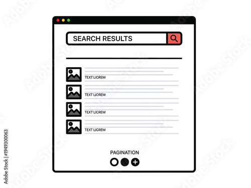 Search Results Page Interface Wireframe Design.
