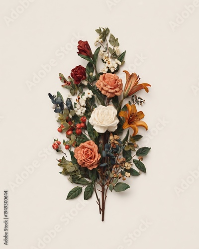 Soft pastel flower arrangement artistic clay style high resolution picture