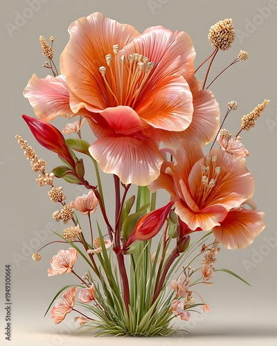 Soft pastel hibiscus floral artwork natural beauty high resolution picture