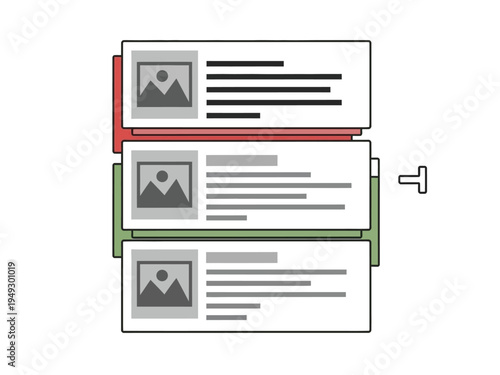 Stack of Three Cards with Images and Text.