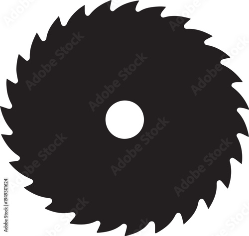 Industrial Circular Saw Blade Mechanical Cutting Tool Silhouette Vector Illustration
