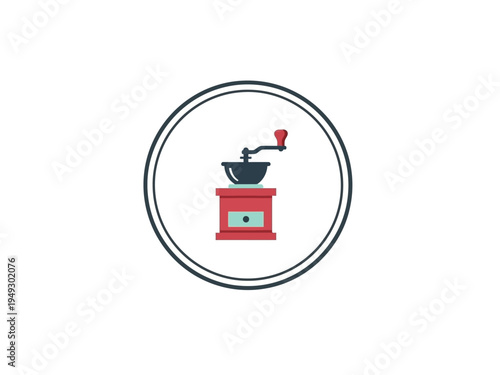 Vintage Coffee Grinder Icon Symbol Illustration.