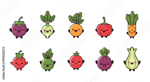 Cartoon vegetables cute food characters