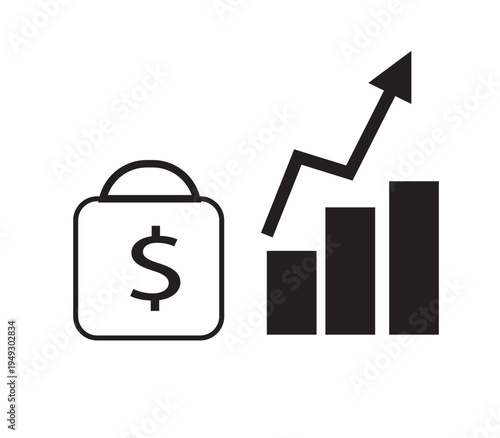 Secure investment and financial growth concept. Vector illustration of rising bar chart with a padlock for safe banking, asset protection, and stock market success