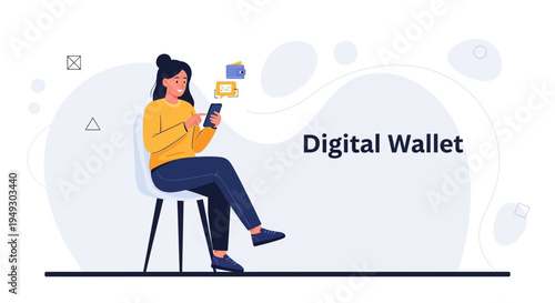 Woman Using Digital Wallet on Phone for Online Transactions and Payments