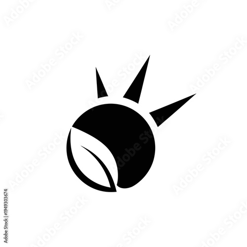 Abstract design with sphere spikes and a leaf concept illustration
