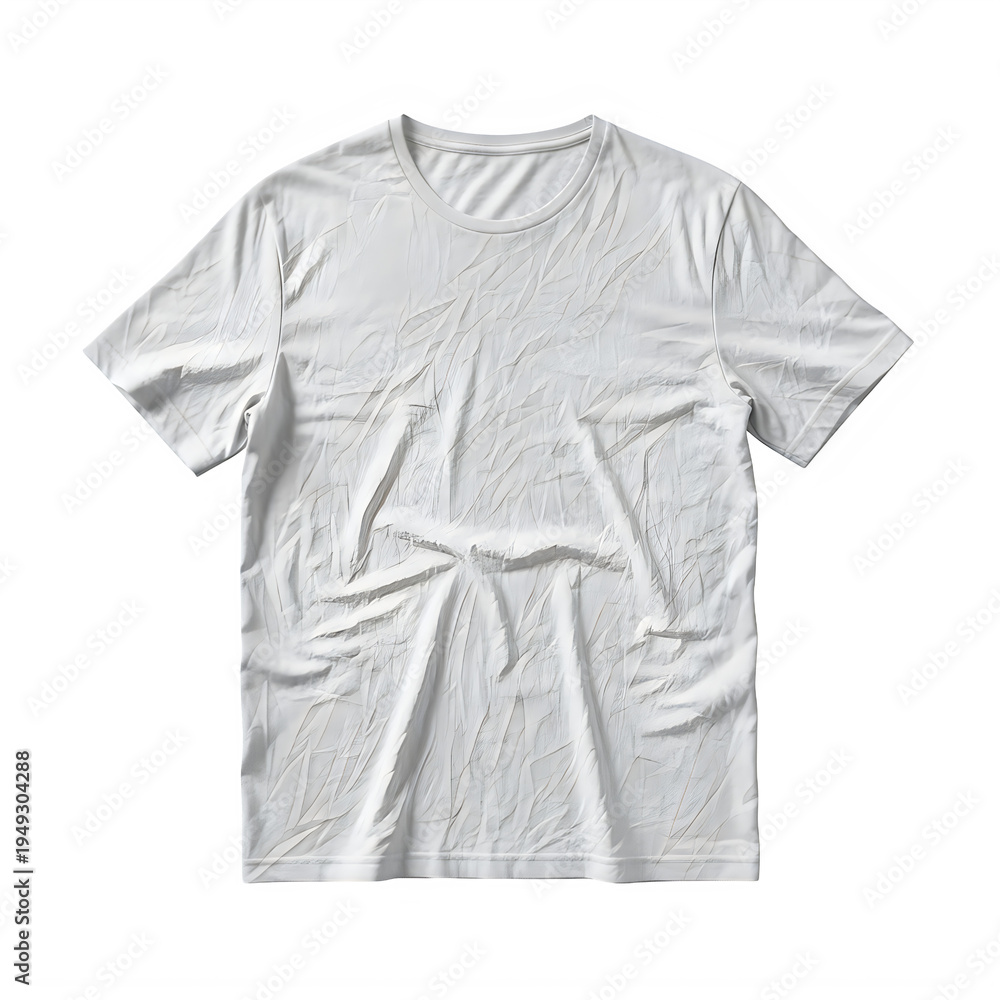 Naklejka premium Wrinkled white t-shirt on plain background isolated on transparent background