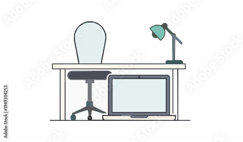 Simple home office workspace icons