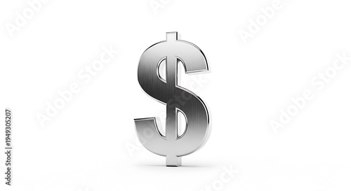 Shiny silver dollar sign symbol