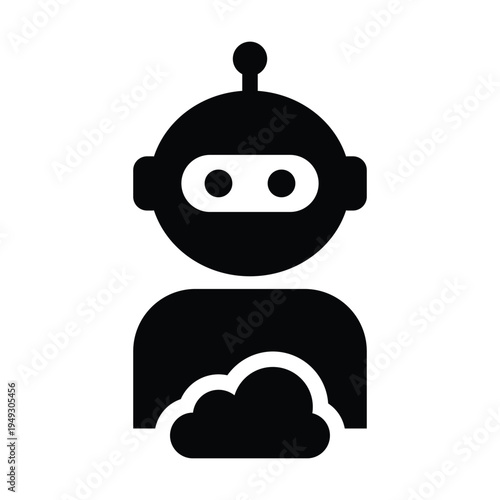 AI Robot Cloud Computing Icon for storage server network internet glyph vector illustration pictogram