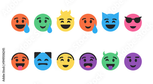 Colorful emoji set illustrating emotions