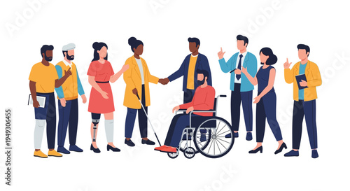 Diverse and Inclusive Group of Professionals with Disabilities Working Together