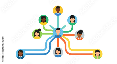 Diverse People Connecting: Teamwork, Social Network, and Business Communication Diagram