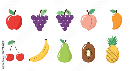 Colorful fruits collection illustration