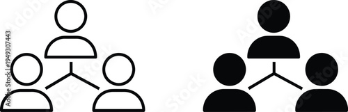 A simple diagram showing two groups of people in a network