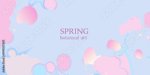 Abstract floral background with pastel colors and spring typography