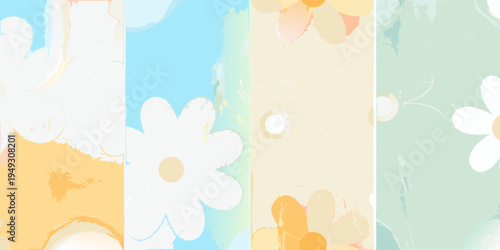 Принти на полотні Abstract floral background with pastel colors and brushstroke textures