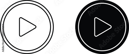 A simple graphic design of two play buttons on a white background