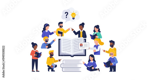 Collaborative Learning & Knowledge Sharing: Diverse People Discussing Ideas Around Books & Education
