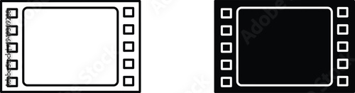 Film strip icon vector, movie video frame cinema symbol
