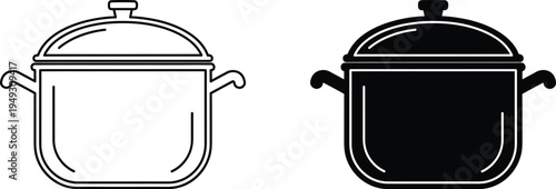 Cooking pot icon vector, kitchen cookware saucepan symbol