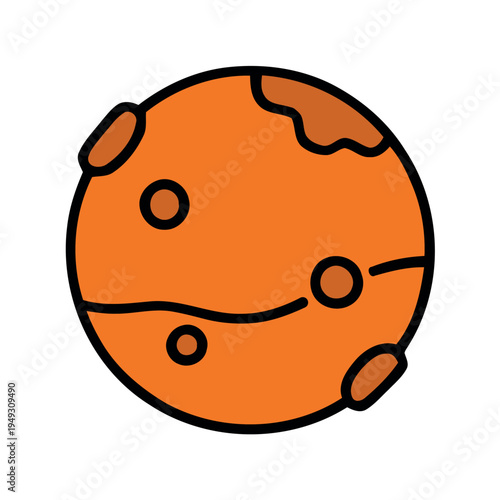 Stylized orange planet icon with craters and surface markings, perfect for space and astronomy themed designs.