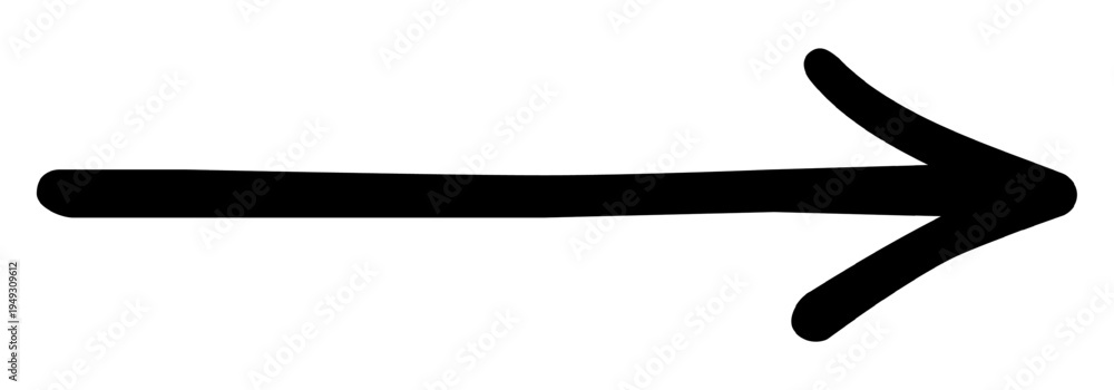 Fototapeta premium Long hand drawn arrow, marker drawn arrow