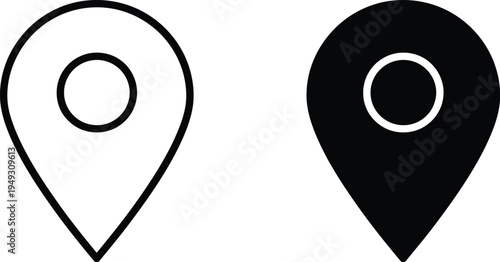 Location pin icon vector, map marker gps navigation symbol