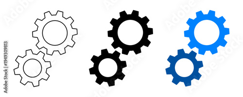 Two cogwheel gears sign, process symbol, progress concept, teamwork, partnership