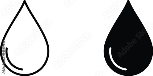 Water drop icon vector, liquid droplet symbol outline and solid