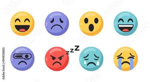 Emoji icons colorful emotions