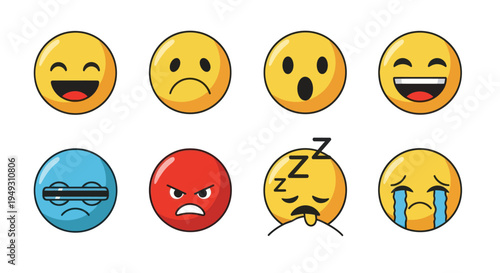 Emoji icons diverse emotions illustration