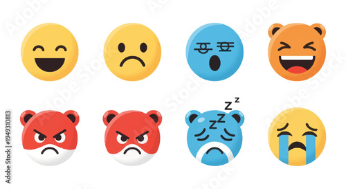 Emoji icons diverse emotions illustration