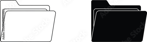 A graphic illustration of white and black file folders on a plain background