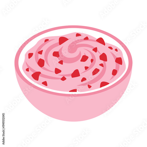 Refreshing creamy pink dessert in a charming bowl, embellished with delightful fruit sprinkles