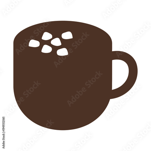 Stylized hot drink mug with mini marshmallows, a comforting warm beverage illustration