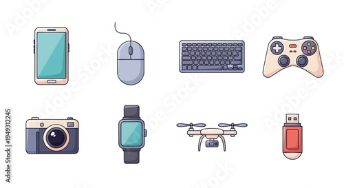 Electronic gadgets icon set isolated