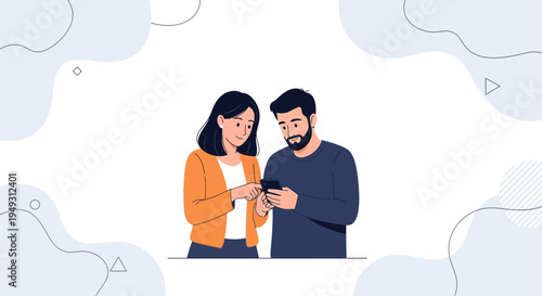 Couple Sharing a Smartphone Screen, Discussing Content Together