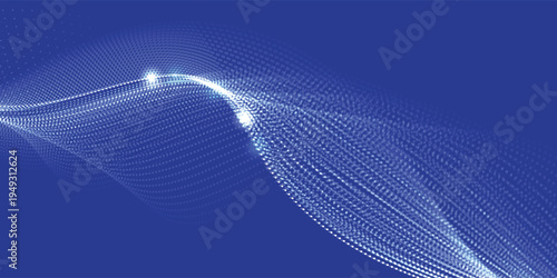 Abstract vector technology colors wave with motion glowing dots. Dark cyberspace in digital background. Connection big data. Futuristic wireframe texture. Dynamic analysis a network connection.