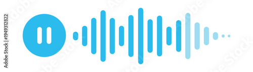 Audio voice recording icon, sound blue track or music playback