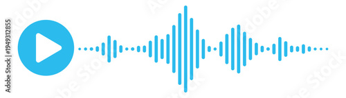 Audio voice recording icon, sound blue track or music playback