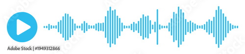 Audio voice recording icon, sound blue track or music playback