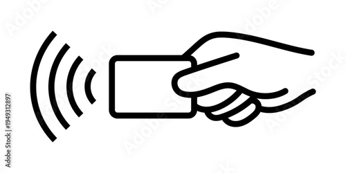 Tap card payment icon. Credit card, and hand tap payment wave logo. Wireless NFC vector icon and contactless payment card