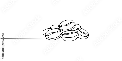 Continuous One-Line Drawing of Coffee Beans - Minimalist Organic Design Editable stroke