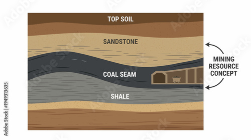 Coal Seam Mining Geological Cross Section Diagram