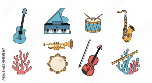 Musical instruments collection illustration