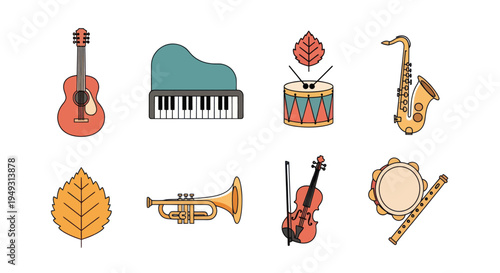 Musical instruments collection illustration